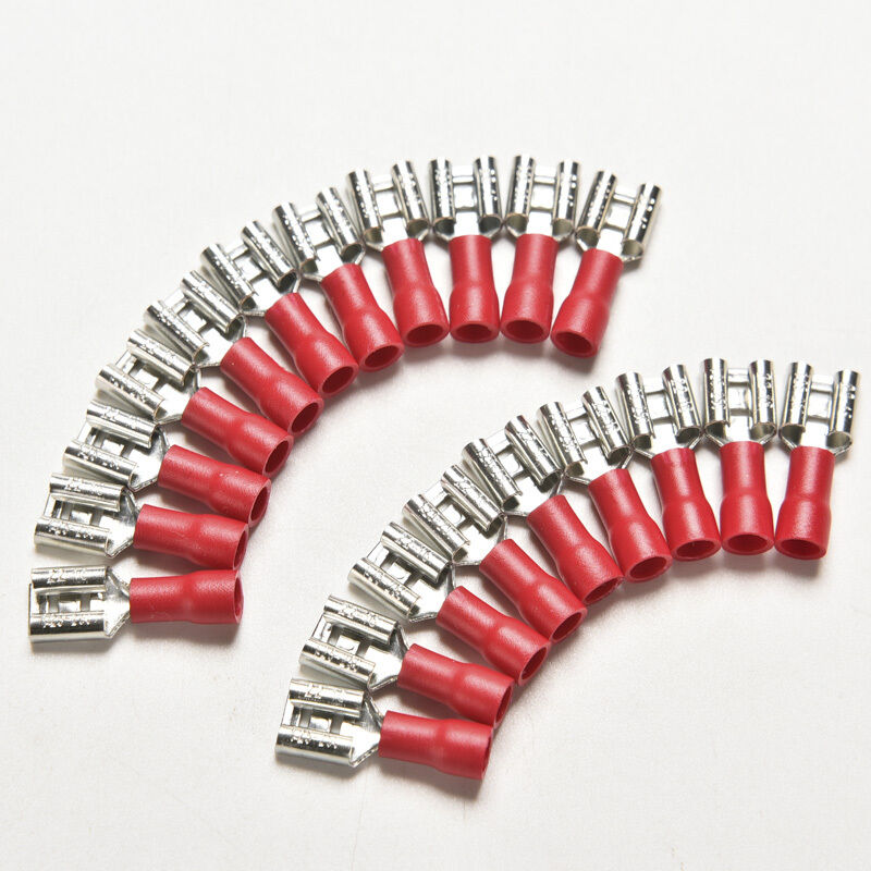 New 20 RED Female Insulated Spade Wire Connector Crimp Terminal 16-22AWG .l8