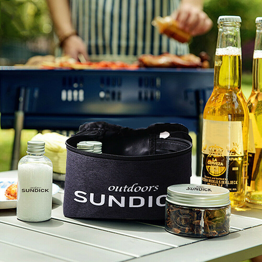 Sundeck 9pcs Spice Cruets Set Portable Salt Bottle BBQ Sauce Container Bag @