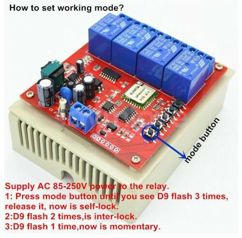 New 4CH WiFi Wireless Remote Control Switch 110V 220VAC Smart Home Automation