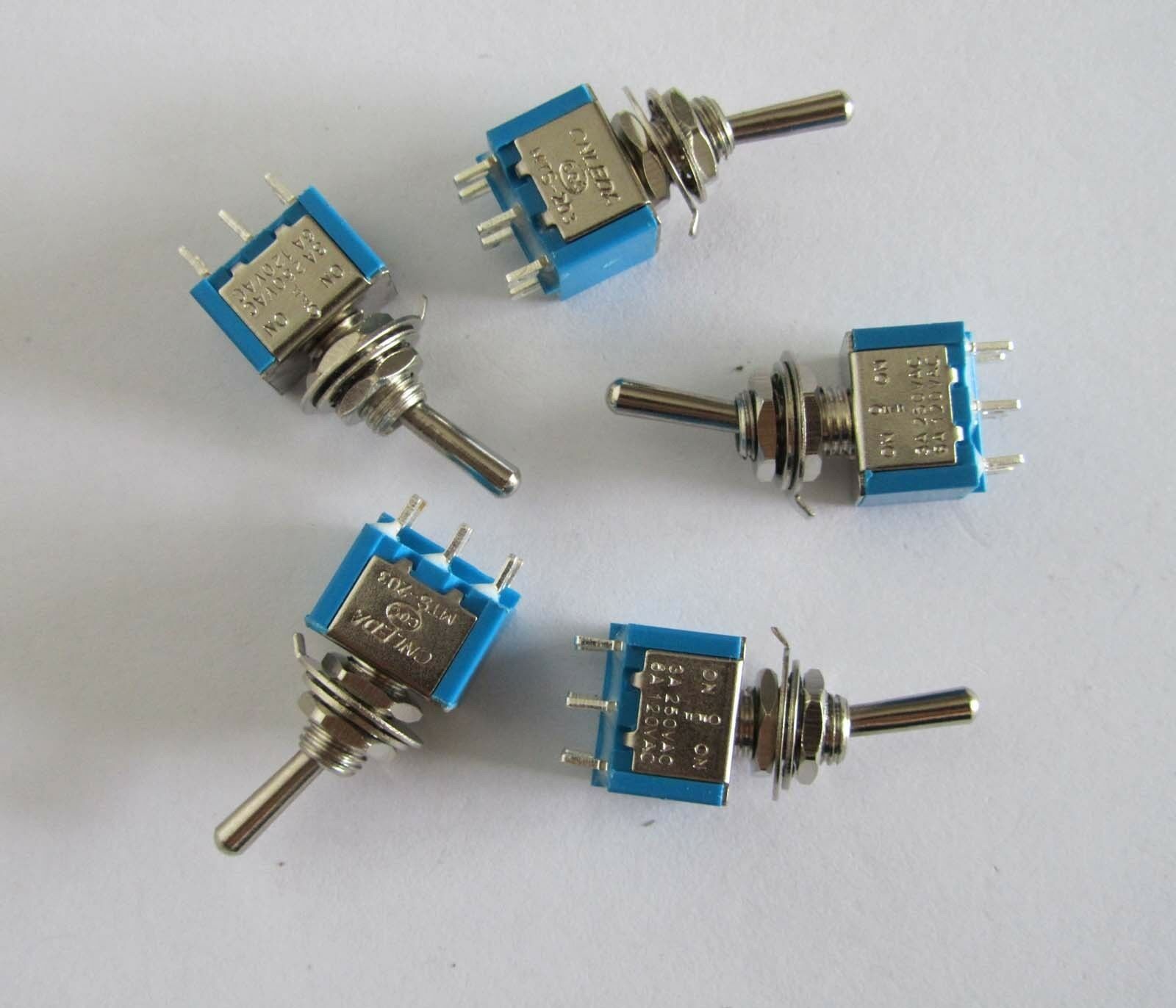5x DPDT Guitar Mini Toggle Switch 3- Position ON-OFF-ON 6 PIN Car/Boat Switches
