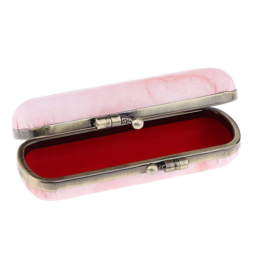 Makeup Holder Lipstick Case Storage Box with Mirror for Purse Orange Pink