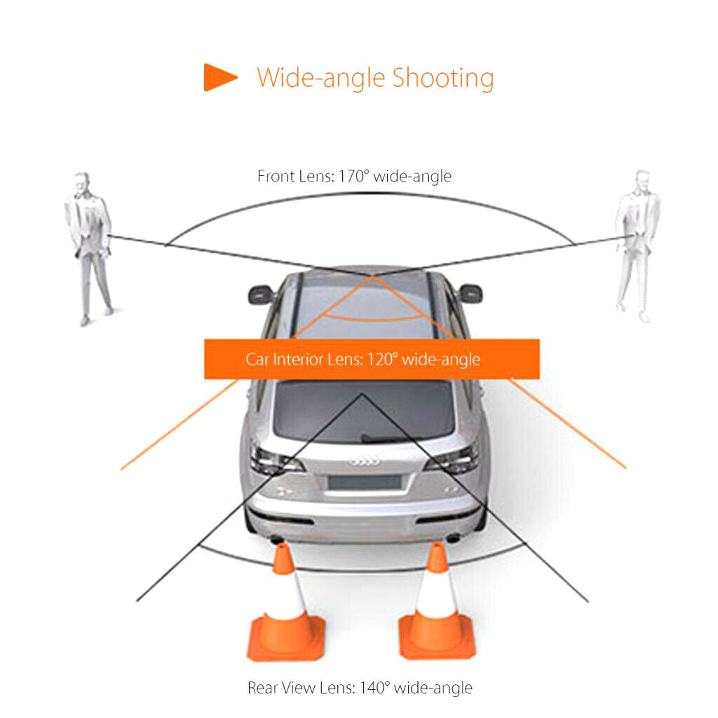 High Quality 4'' Three Lens HD Car DVR Dash Cam Video Recorder Loop Recording