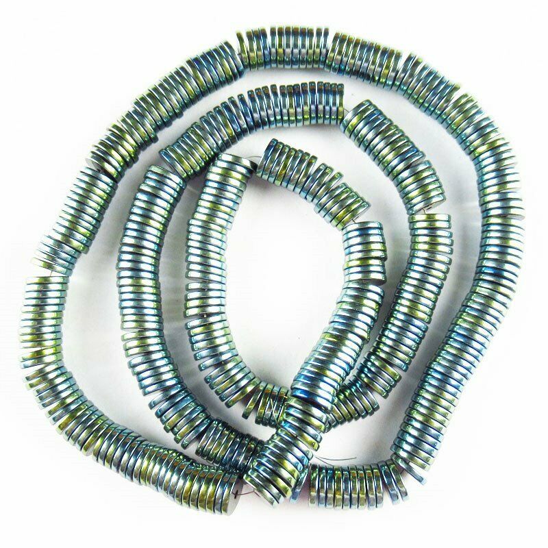 Army Green Hematite Heishi Spacer Pendant Loose Bead 15.5 inch 6x1mm A-367TS