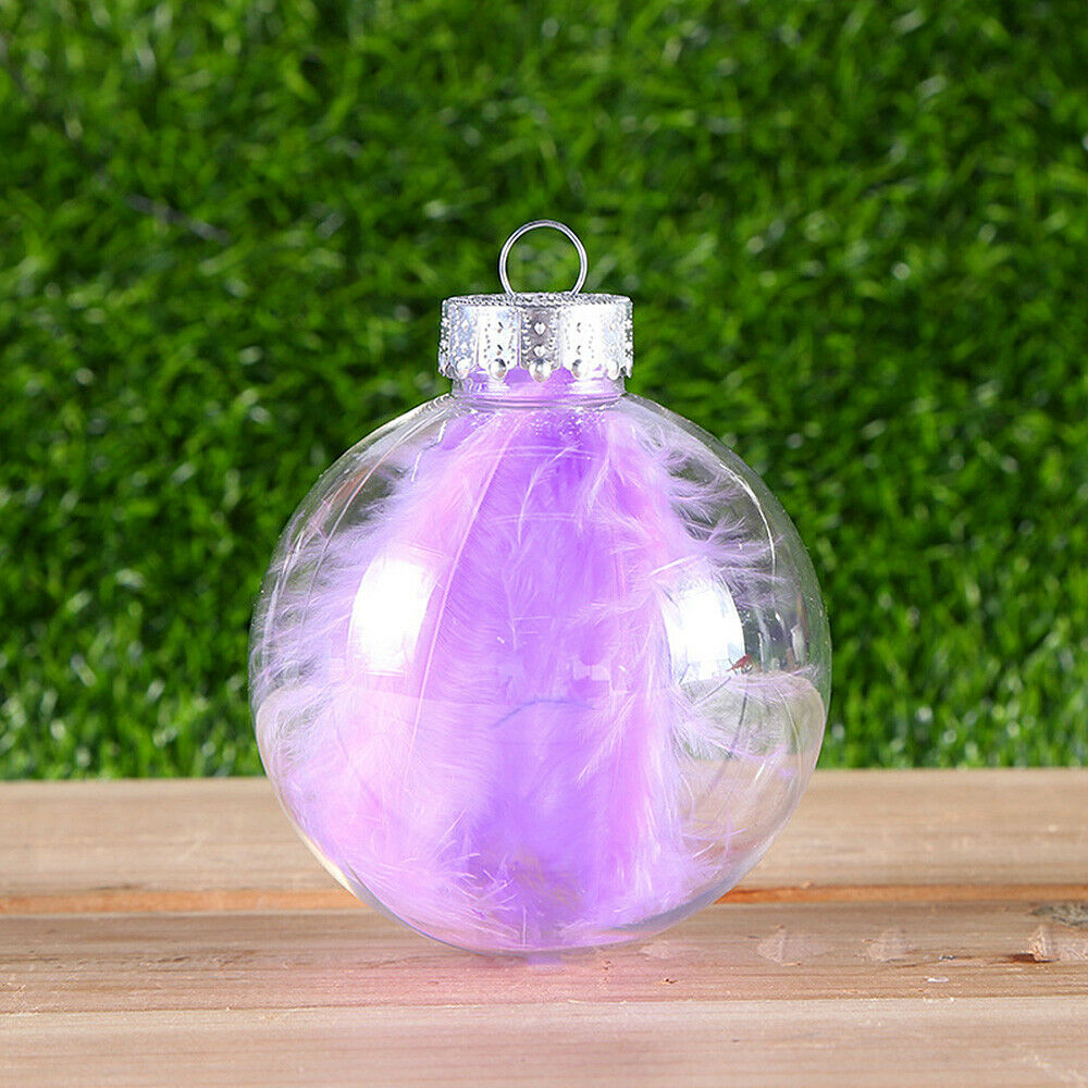 5x Christmas Clear Feather Ball DIY Xmas Party Hanging Pendant Decor Mixed Color