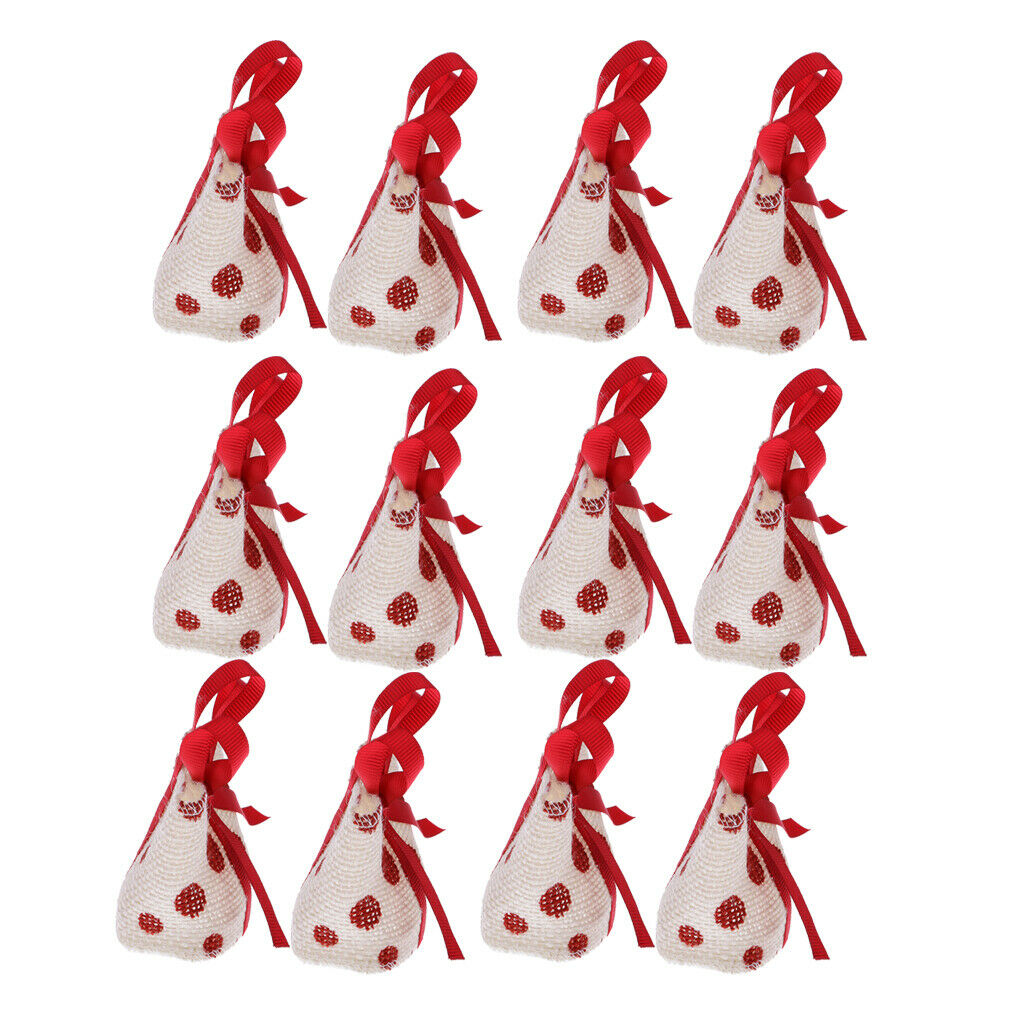 12pcs Red Pokla Dot Small Sweets Candy Bags with Handle Wedding Party Favor