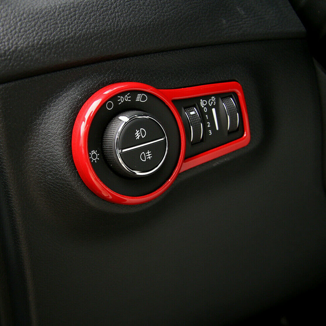Red Headlight Button Switch Cover Trim Bezel Fit for Jeep Compass 2017-2019 ABS