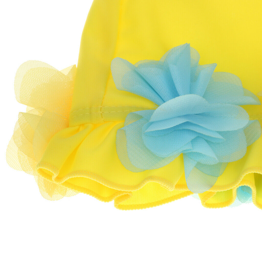 Kids Childrens Childs 0-6 Years Flower Fabric Swimming Hat Swim   Yellow