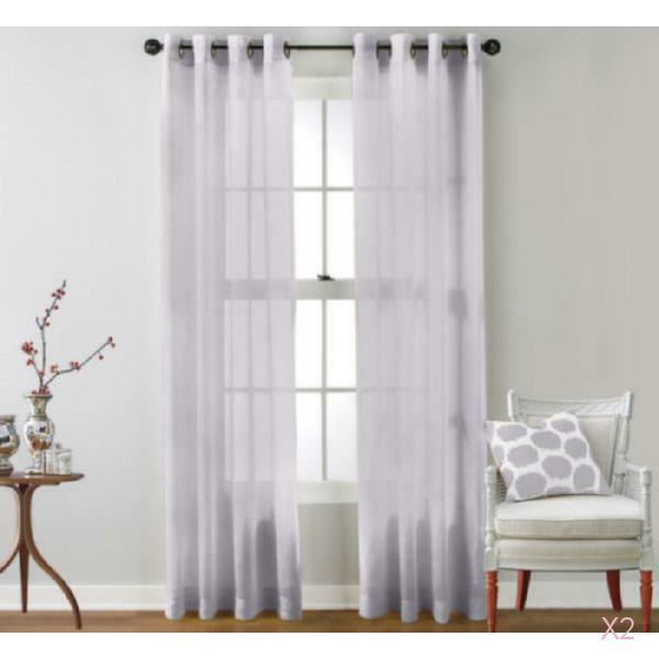 2x 14 Colors Sheer Eyelet Telylene Window Treatment Curtain Drape Valance 1x2.1M
