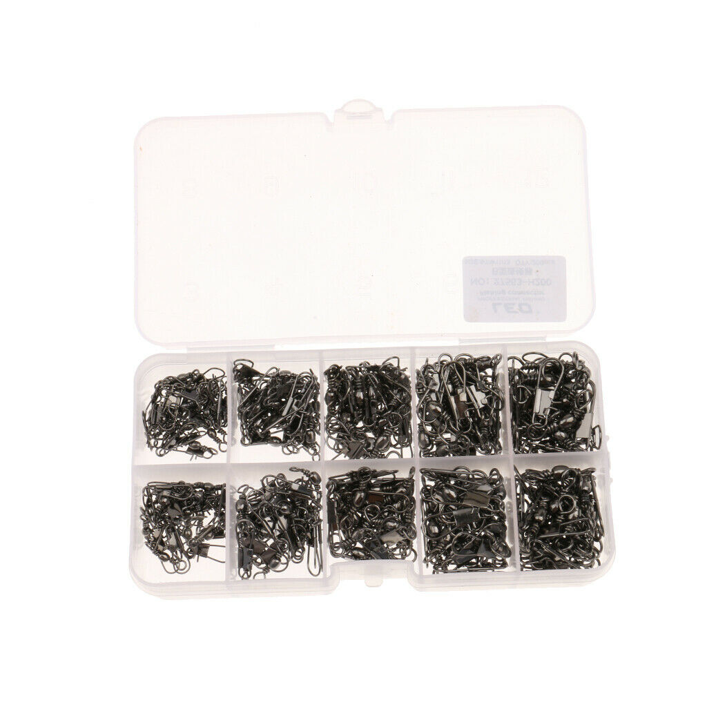 200Pcs Mini Hook Line Link Connector Swivels Coarse Sea Carp Fishing Tackle