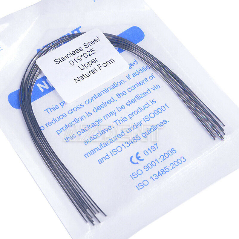 100X Dental Ortho Stainless Steel Natural Rectangular Arch Wires 019*025 upper