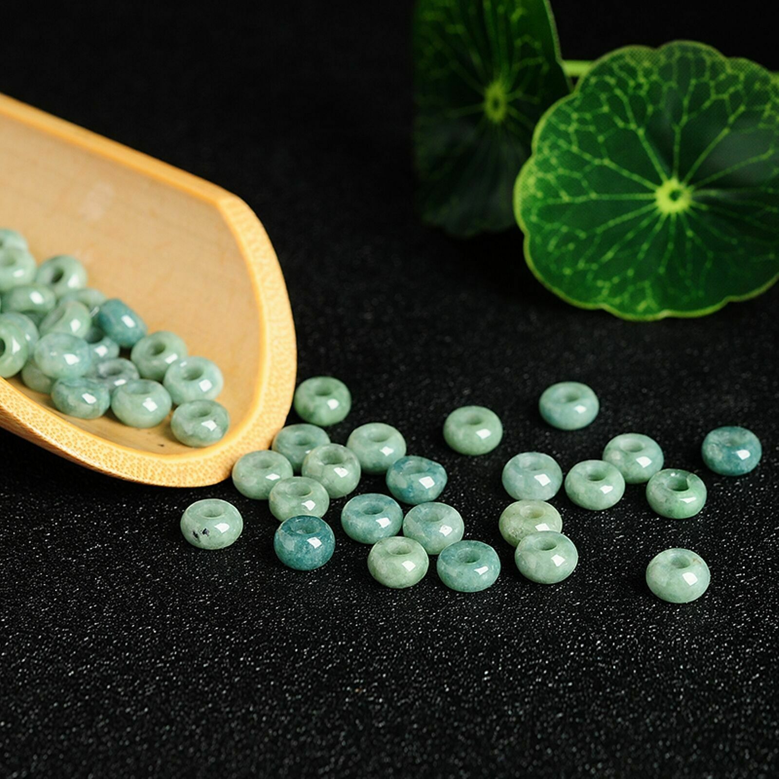 50pcs 5x11mm Grade Natural Green Jade Jadeite Smooth Loose Beads DIY Bracelet