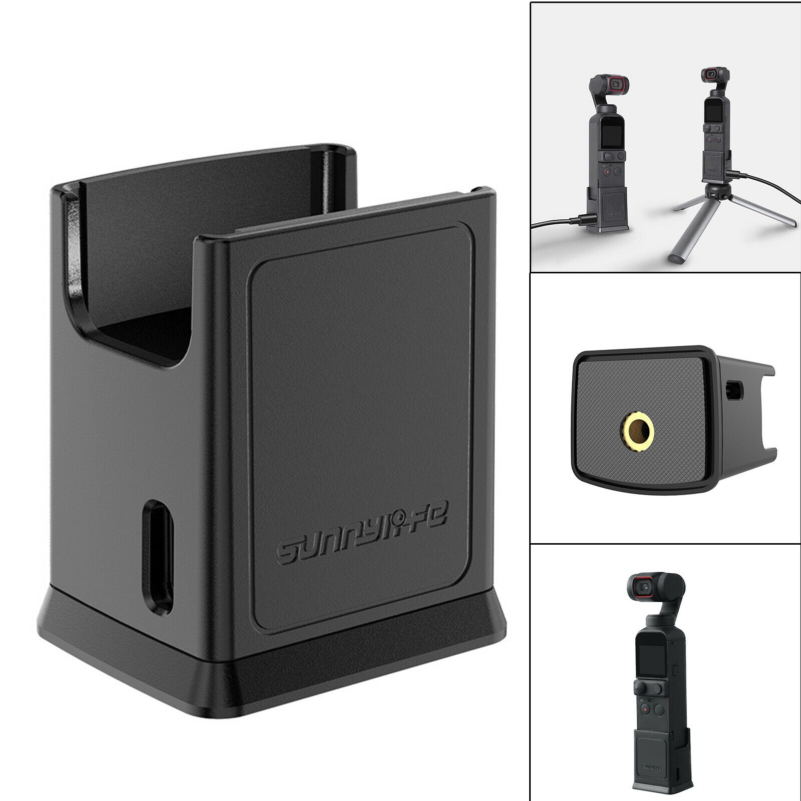 New Type-C Charging Dock Adapter 1/4" Screw for Pocket 2/Osmo Pocket Black