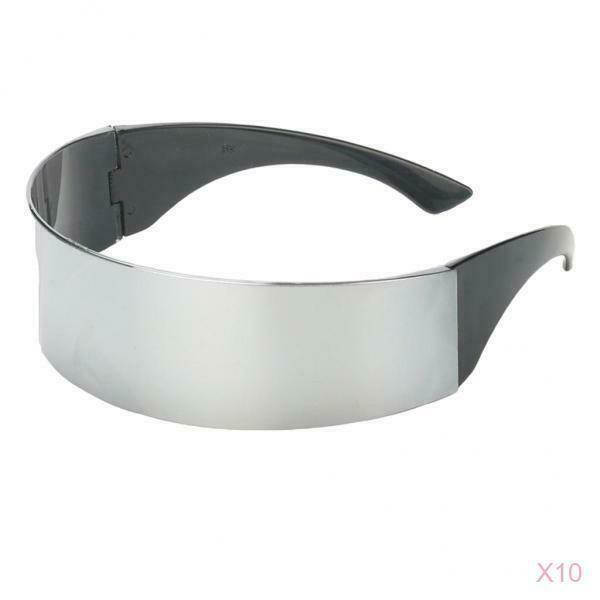 10x Narrow Sunglasses Metallized Futuristic Soldier Cyclops Funny Photo Prop