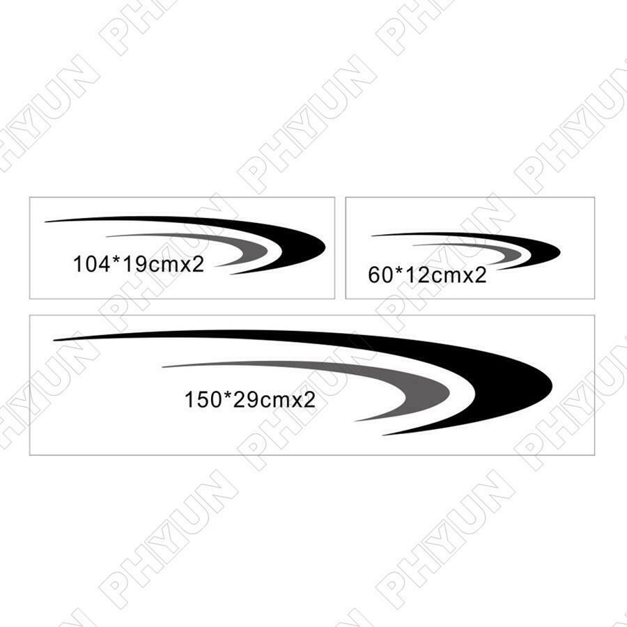 Universal Car 2 Side Body Stickers Black + Grey Wave Style For Camper RV Trailer