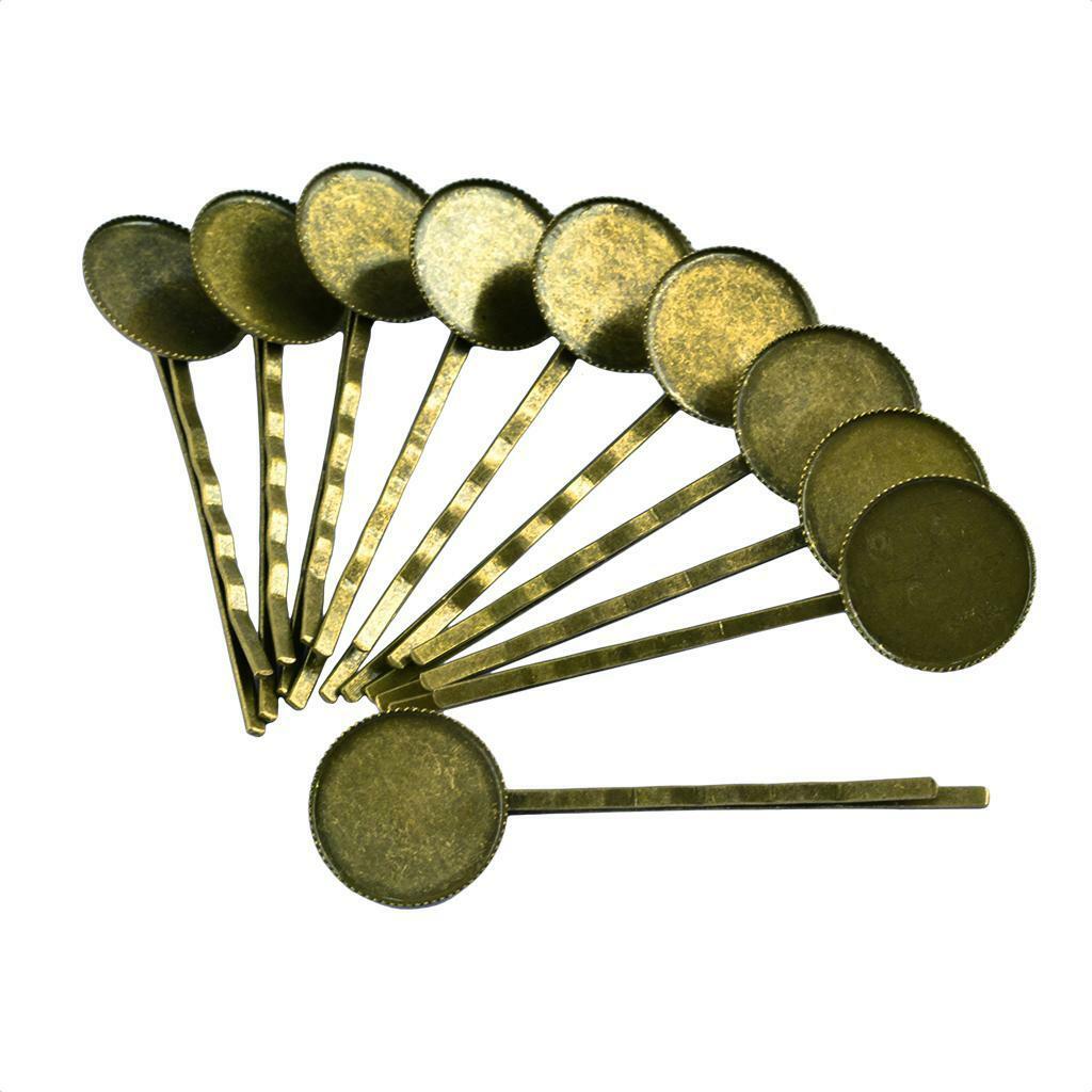 20Pcs Brass Hair Slide Clips Cabochon Setting Blanks Tray Findings DIY Craft