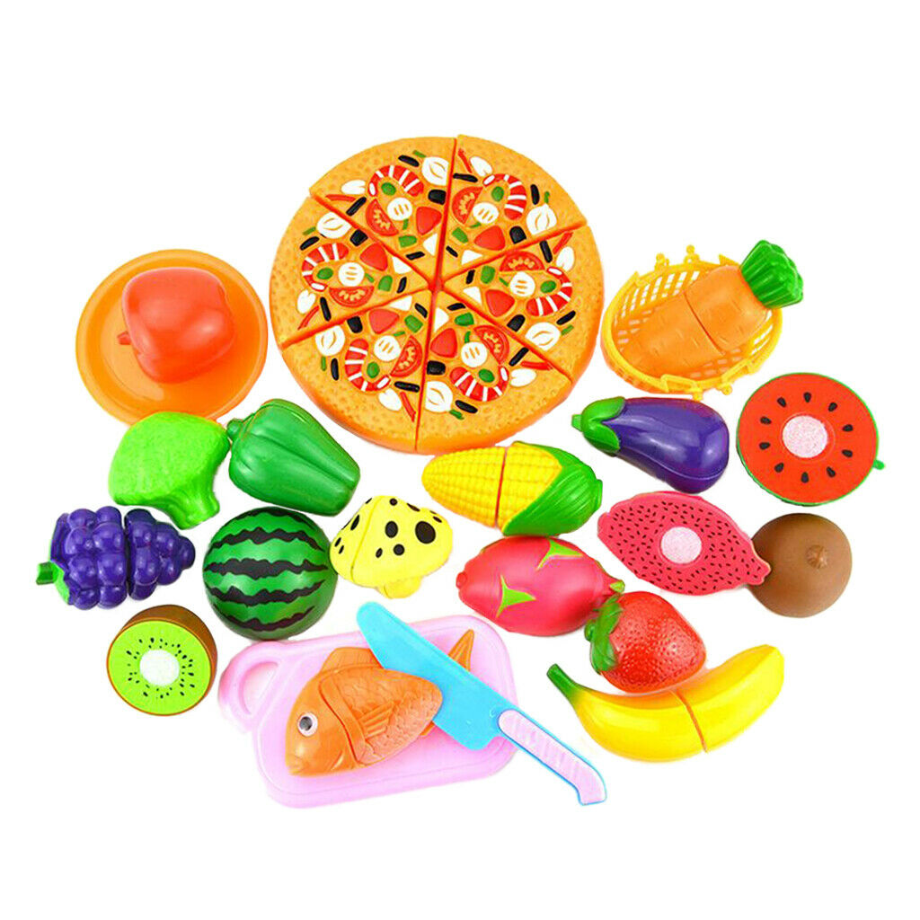 Kitchen Pretend Role Play Cutting Food Toys Set Vegetable Grape Watermelon