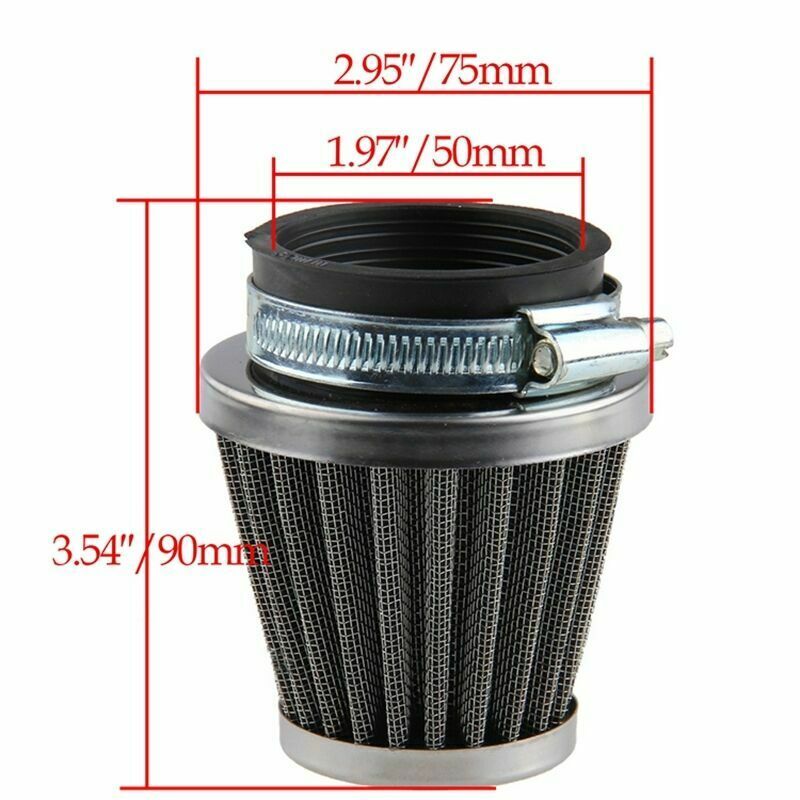 4 Pcs 50mm Universal Motorcycle Motorbike Air Filter With Adjustable Clamp Metal