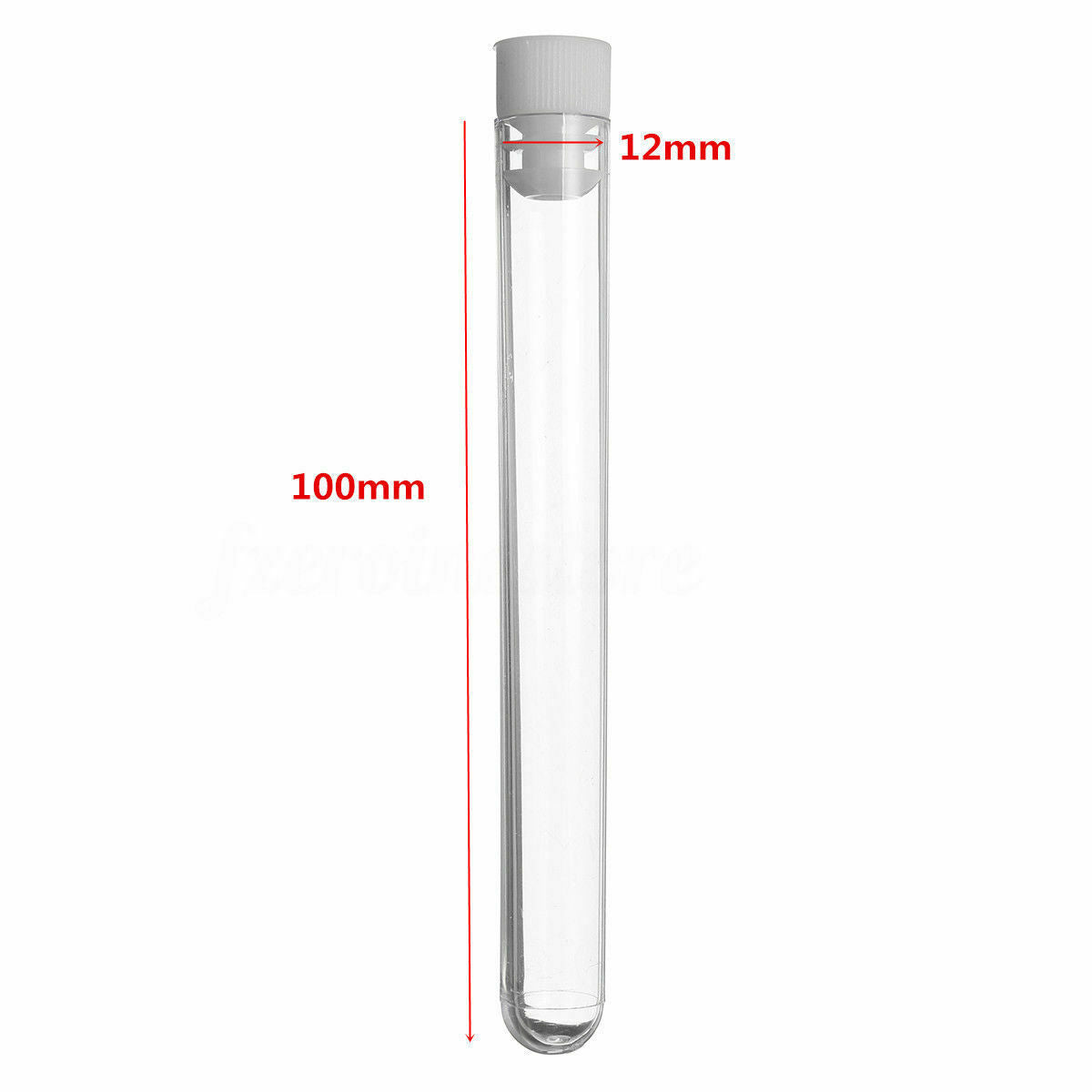 50Pcs Transparent Clear Plastic Test Tubes Vials 100mm x 12mm With Push Caps Ki