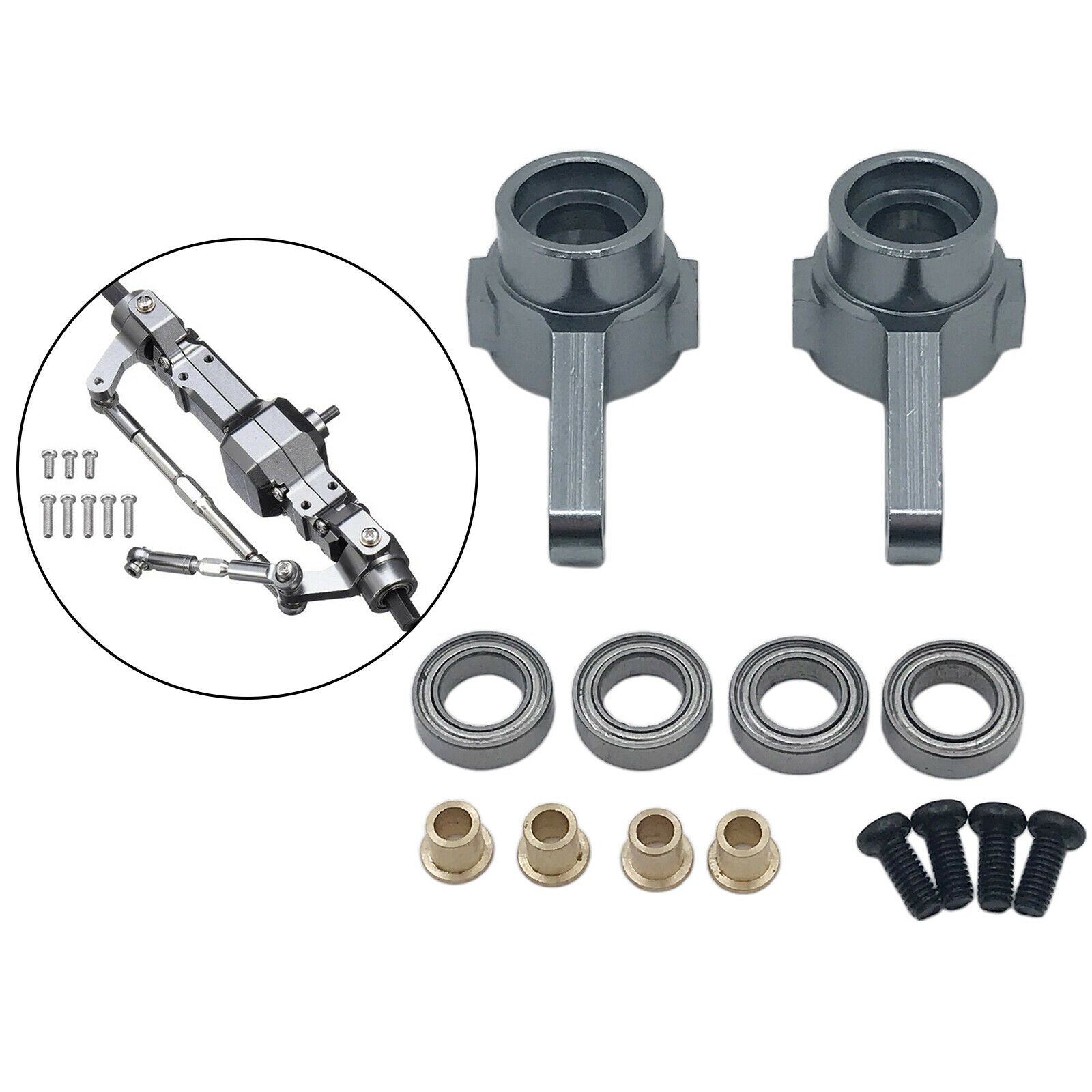 2pcs 1/16 Alloy Front Axle Steering Cup with Bearing for WPL MN D90 MN99S