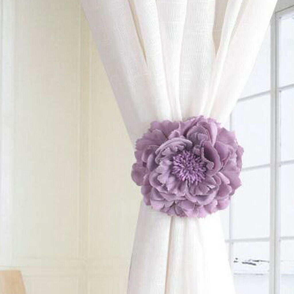 Decorative Flower Curtain Tiebacks Voile Drape Tiebacks Monthly Rose-Purple