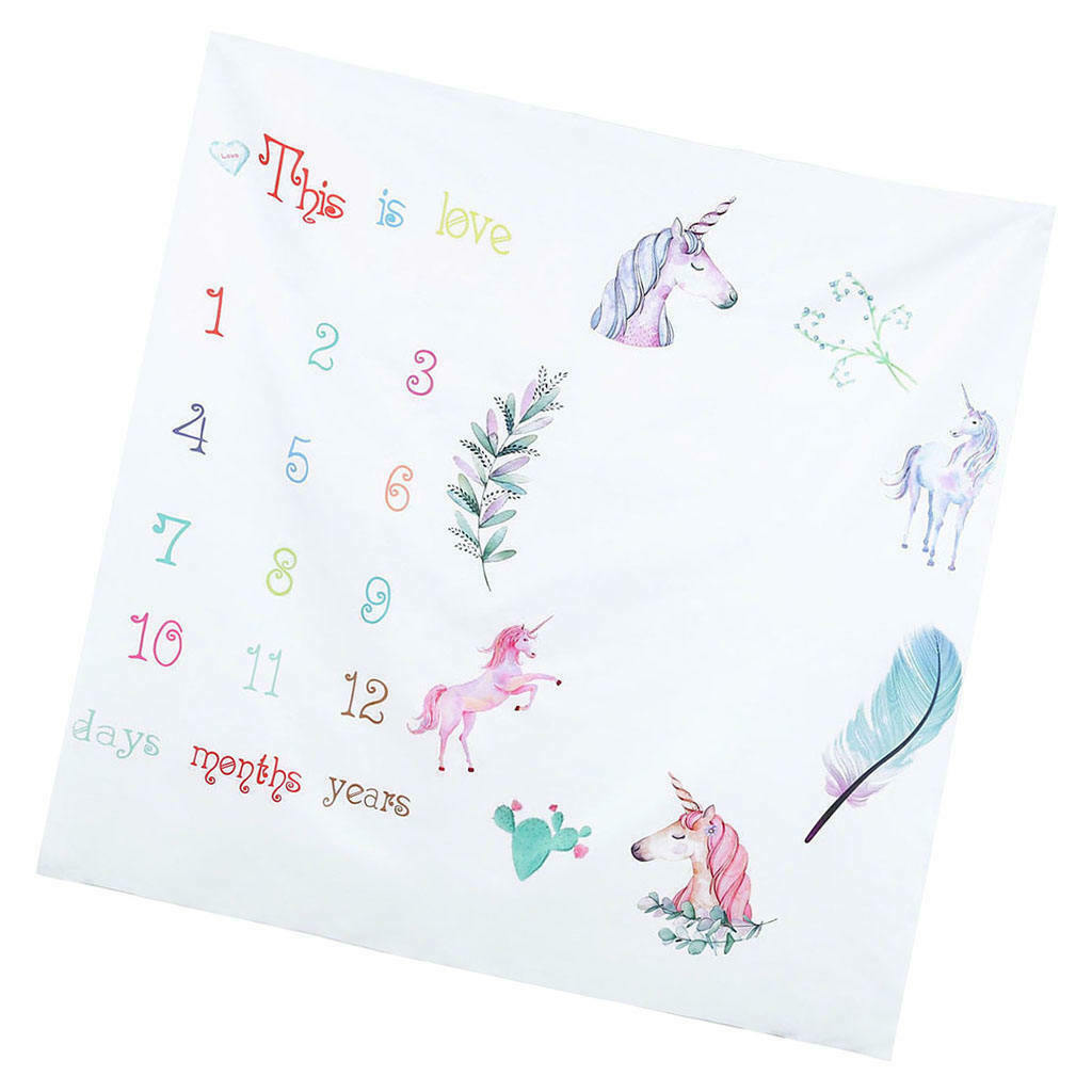 Infant Baby Unicorn Milestone Blanket Photography Background Prop