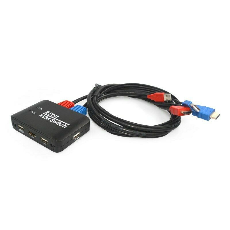 4K Video HDM KVM Switcher 2 Ports Splitter With Cable for Dual Mouse Keyboard CN