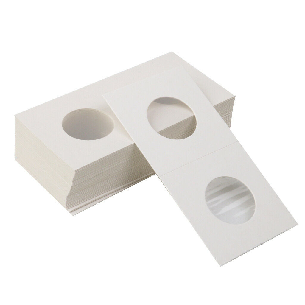 100PCS Cardboard Coin Holders Flips Mylar Coin Supplies 33/25mm