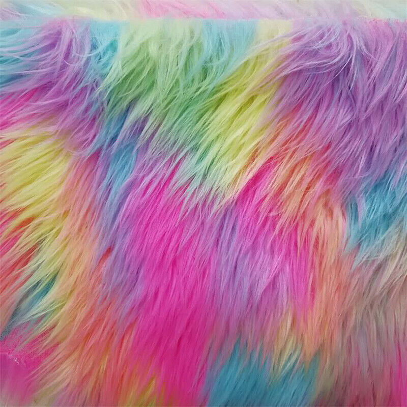 40x150CM Rainbow Soft Plush Fabric Faux Fur Fluffy Warm for DIY Sewing Material
