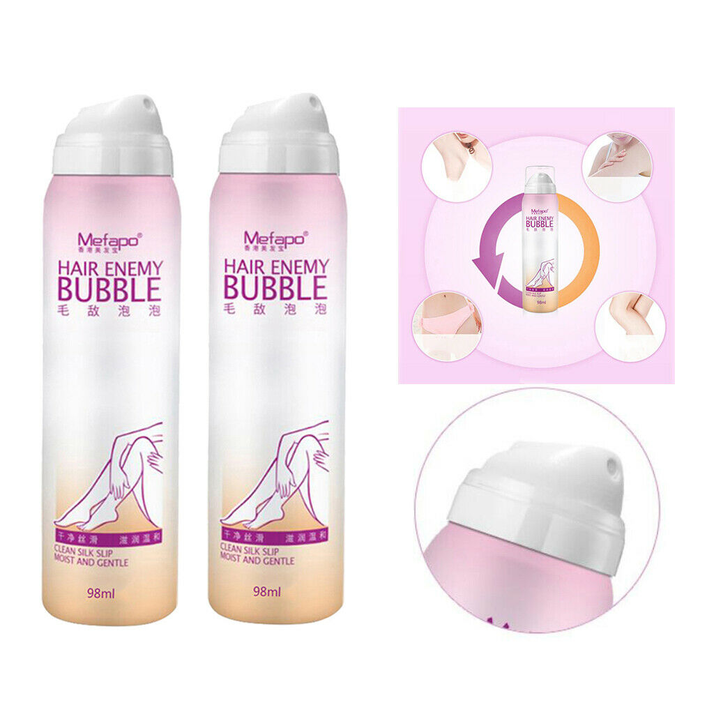 2 Packs Mefapo Depilatory Bubble Spray Painless Hair Removal Spray Foam