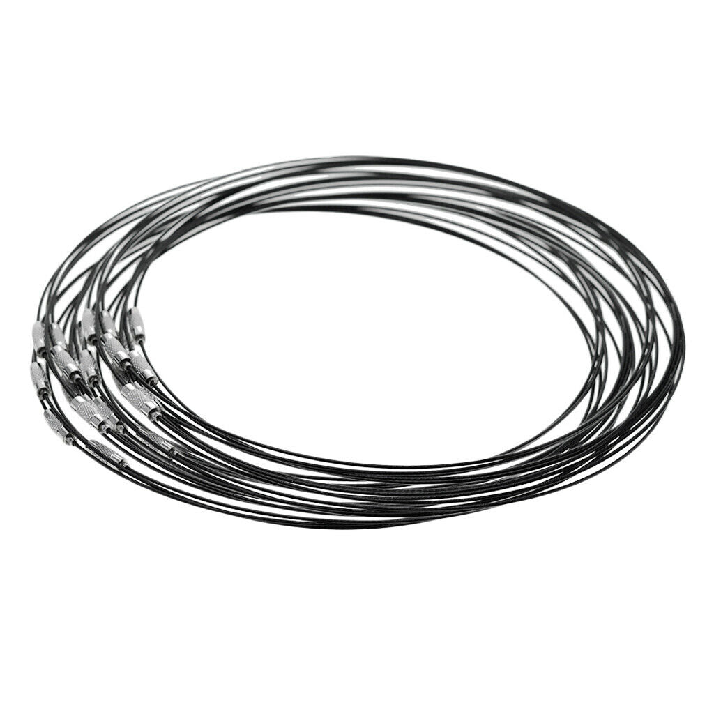 20Pack Black Stainless Steel Wire Cord Necklace
