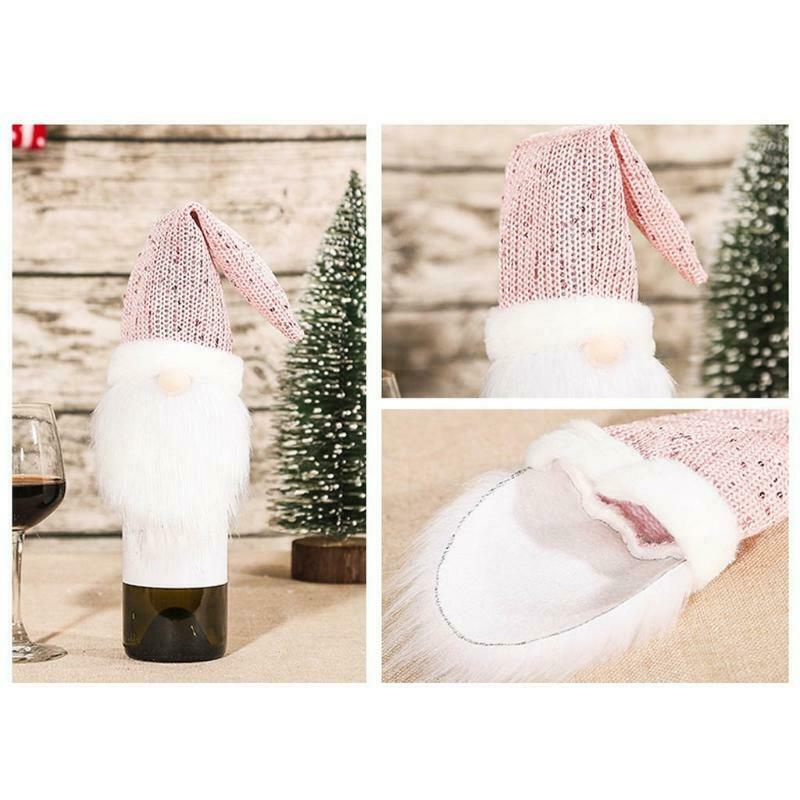 4 Pack Christmas Gnome Wine Bottle Covers Handmade Tomte Swedish Gnomes Toppers