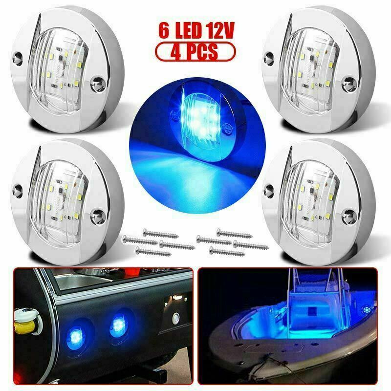 4X Blue 3" Round LED Side Marker Lights For Truck Trailer  Waterproof Clearance