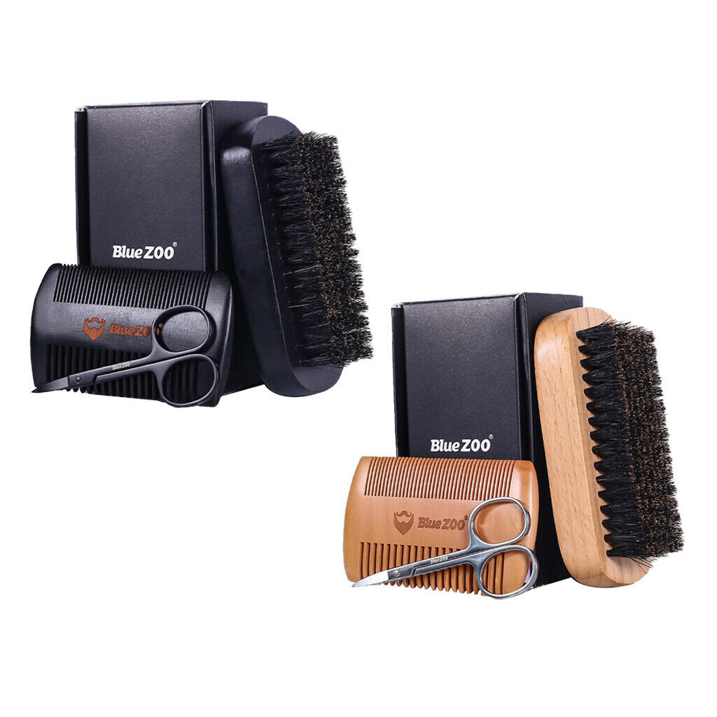 2 Set Mens Beard Grooming Kit with Comb Scissors Brush Set for husband