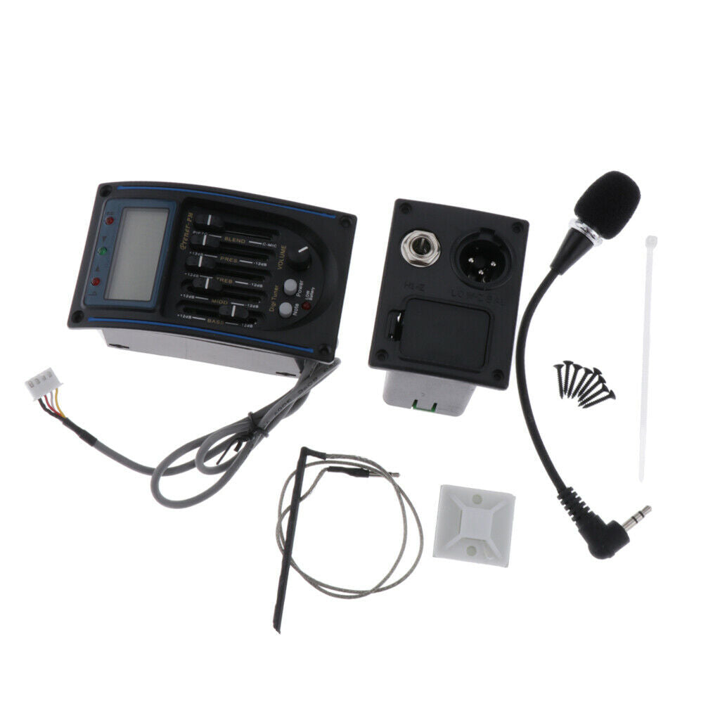 5-Band EQ Equalizer Acoustic Guitar Piezo Pickup Tuner with Battery Case and