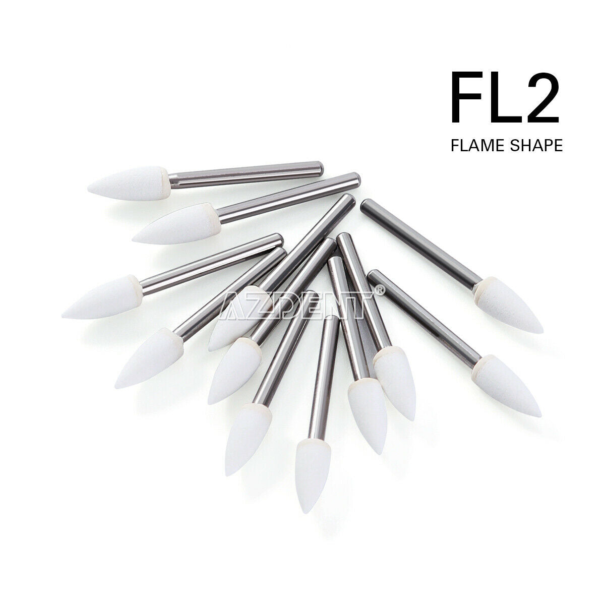 10X Dental Flame White Stones Polishing FG Burs Abrasion Point CW1064