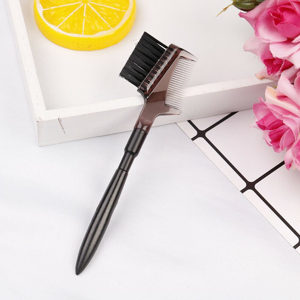 Women double-sides brow comb eyebrow brush wood holder make-up tool blac.l8