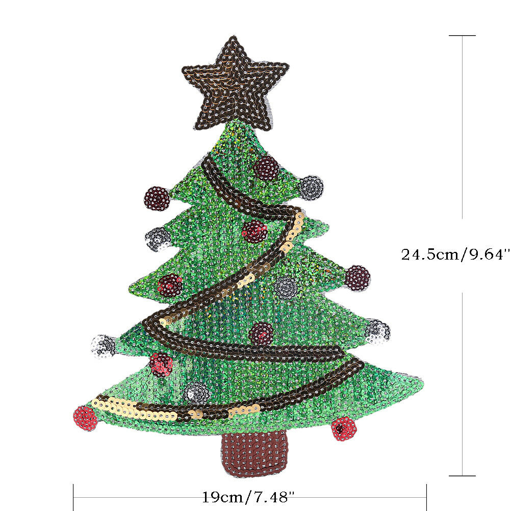 Merry Christmas sequins Xmas tree cartoon happy diy applique iron on patch.l8