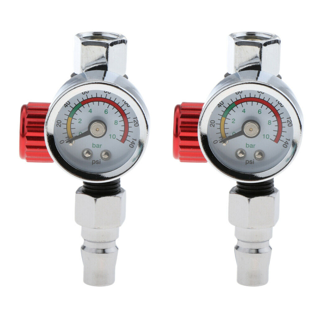 2Pcs Metal Spray  Regulator 0 12BAR Adjusting Valve With Manometer