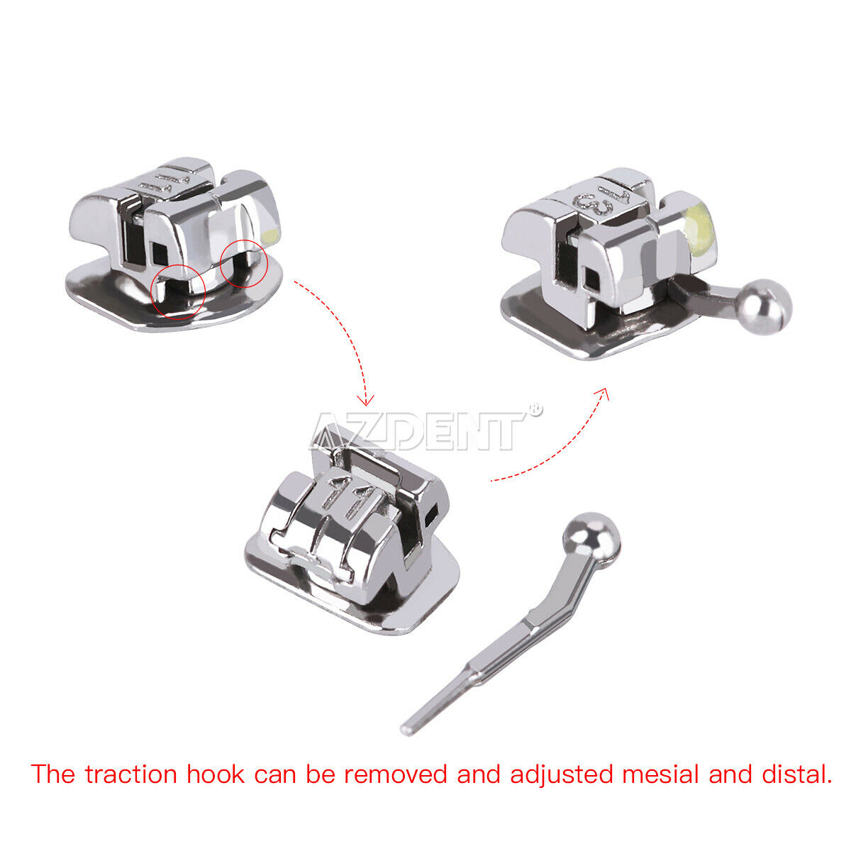 5XDental Metal Self-Ligating Brackets with Movable Hook Standard Turque 345Hook