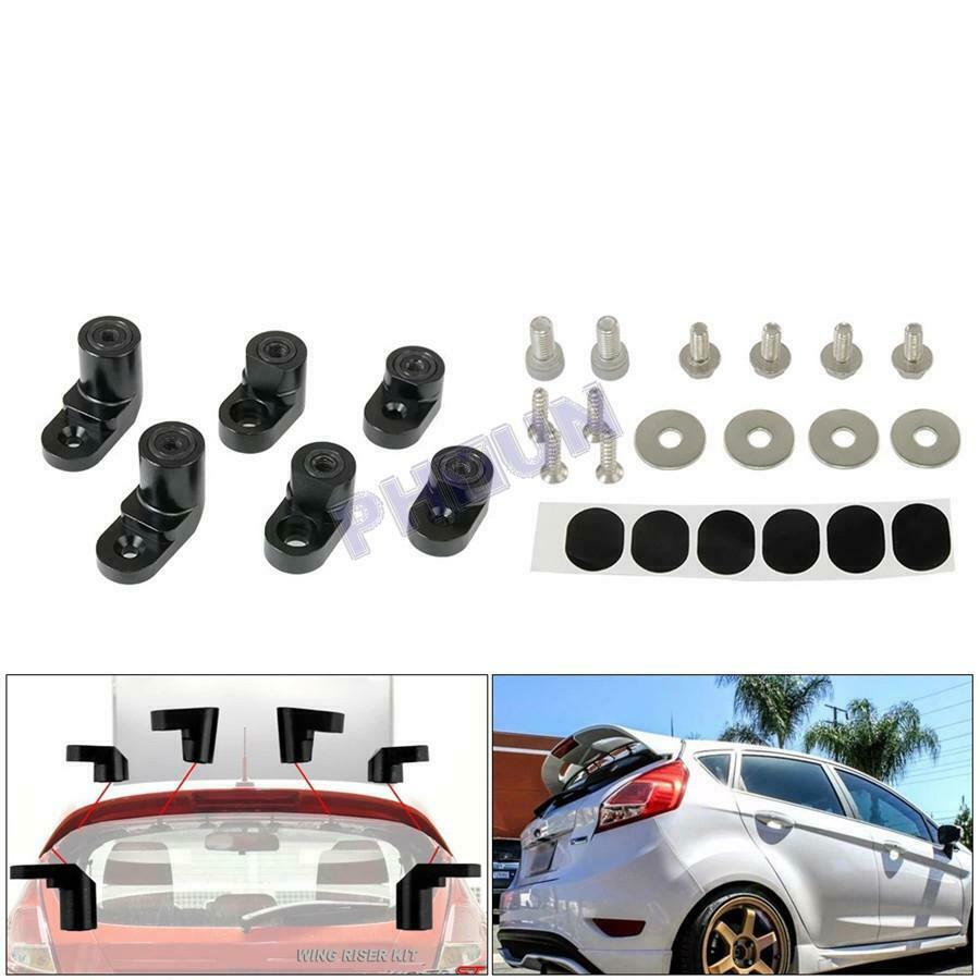 For 2014-Up Ford Fiesta ST Rear Wing Spoiler Riser Lift Extension Black Aluminum