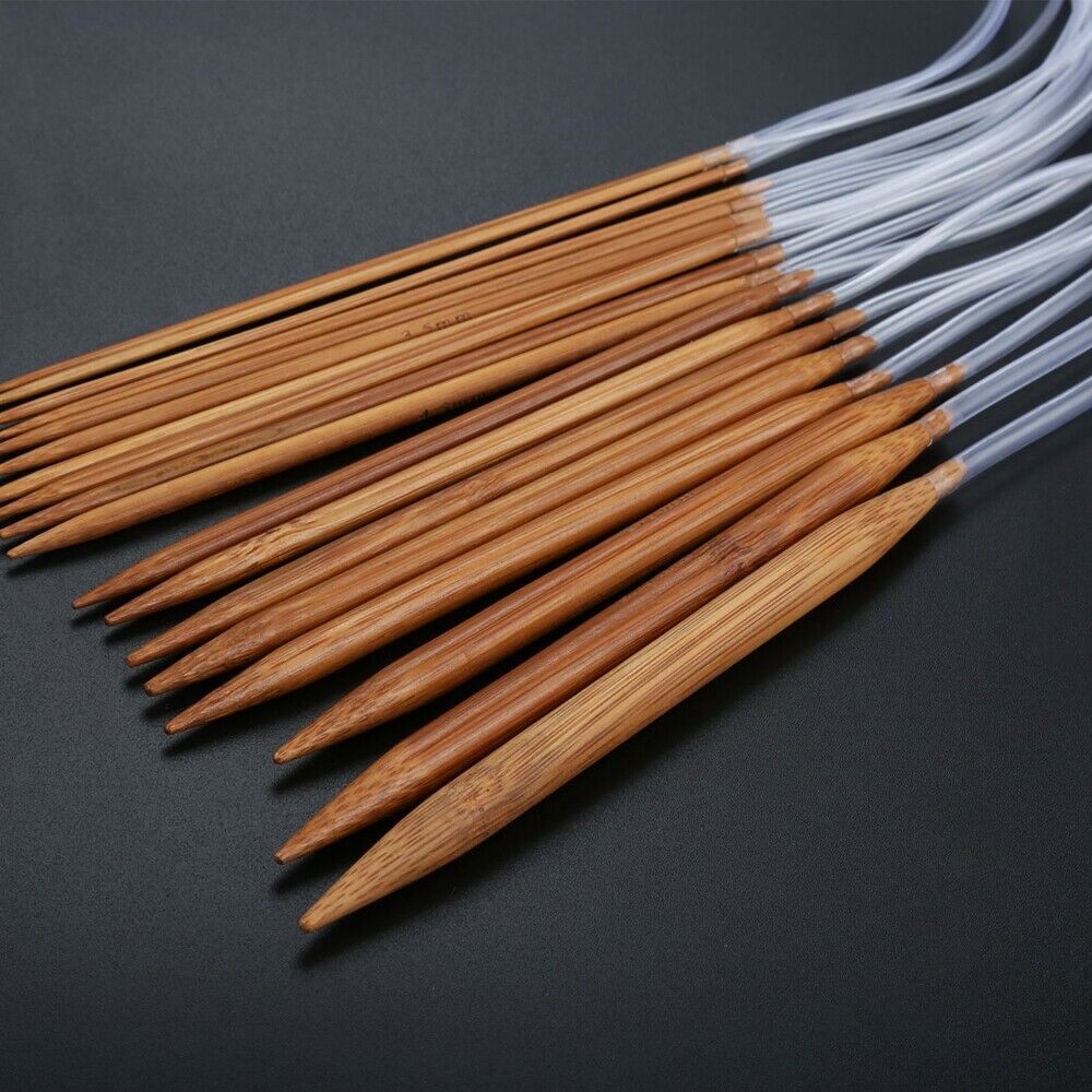 18x Bamboo Knitting Needles DIY Handcraft Sewing Tool 100CM Dia.2-10mm 18 Sizes