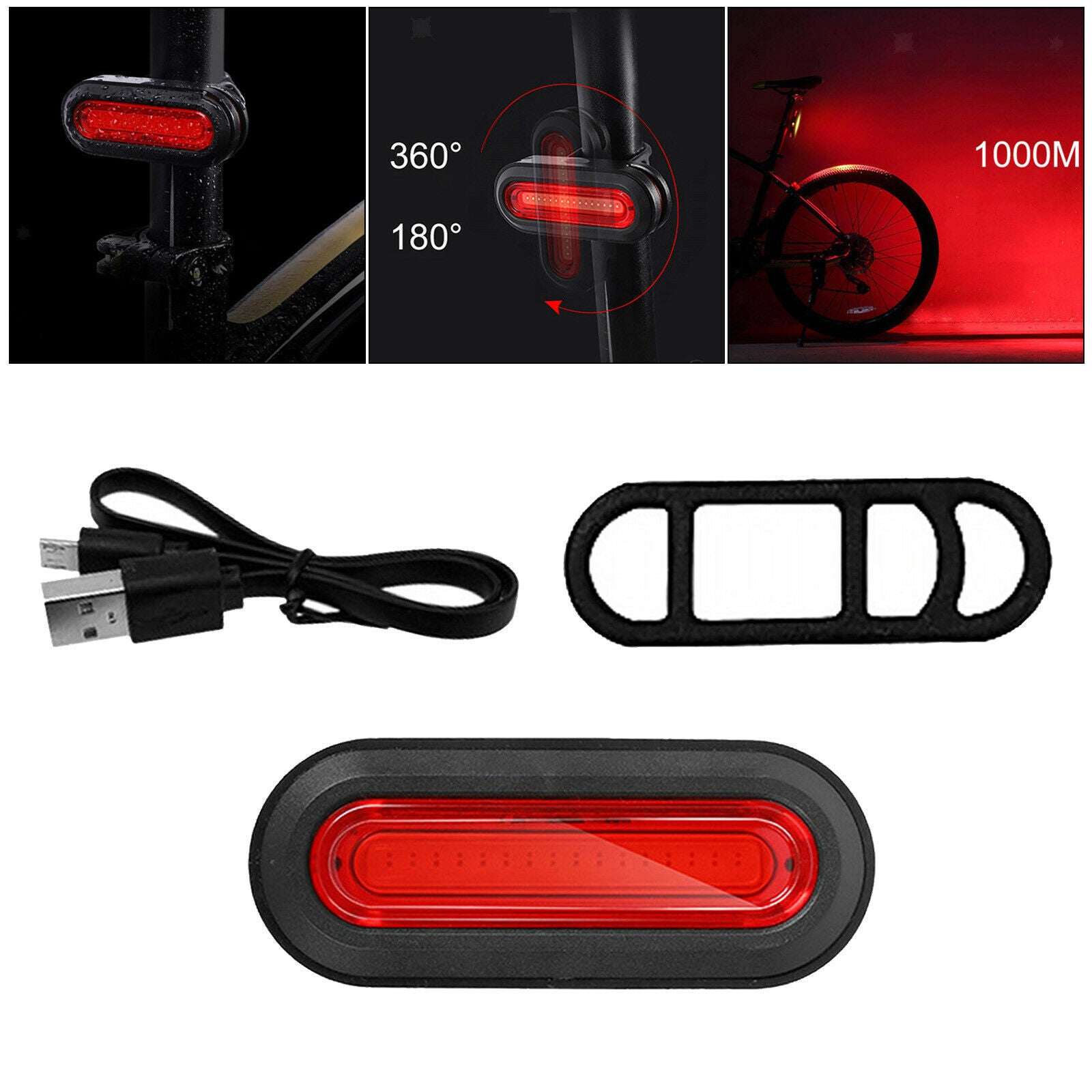 Waterproof Bicycle LED Tail Light Bike Cycling Rear Lighting Warning Lights