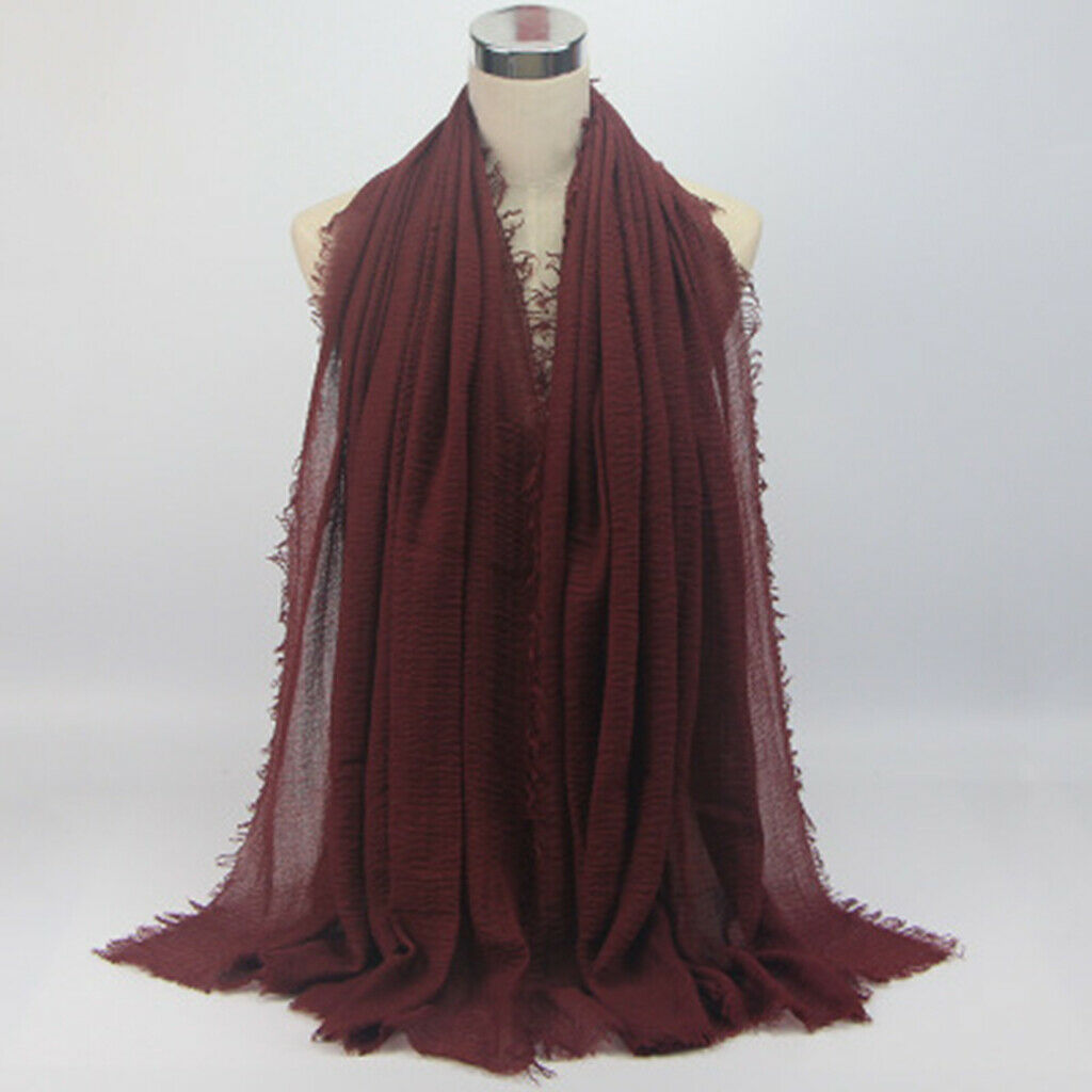 2pcs Womens Cozy Long Scarf Crinkle Hijab Shawl Muslim Turban Headscarf