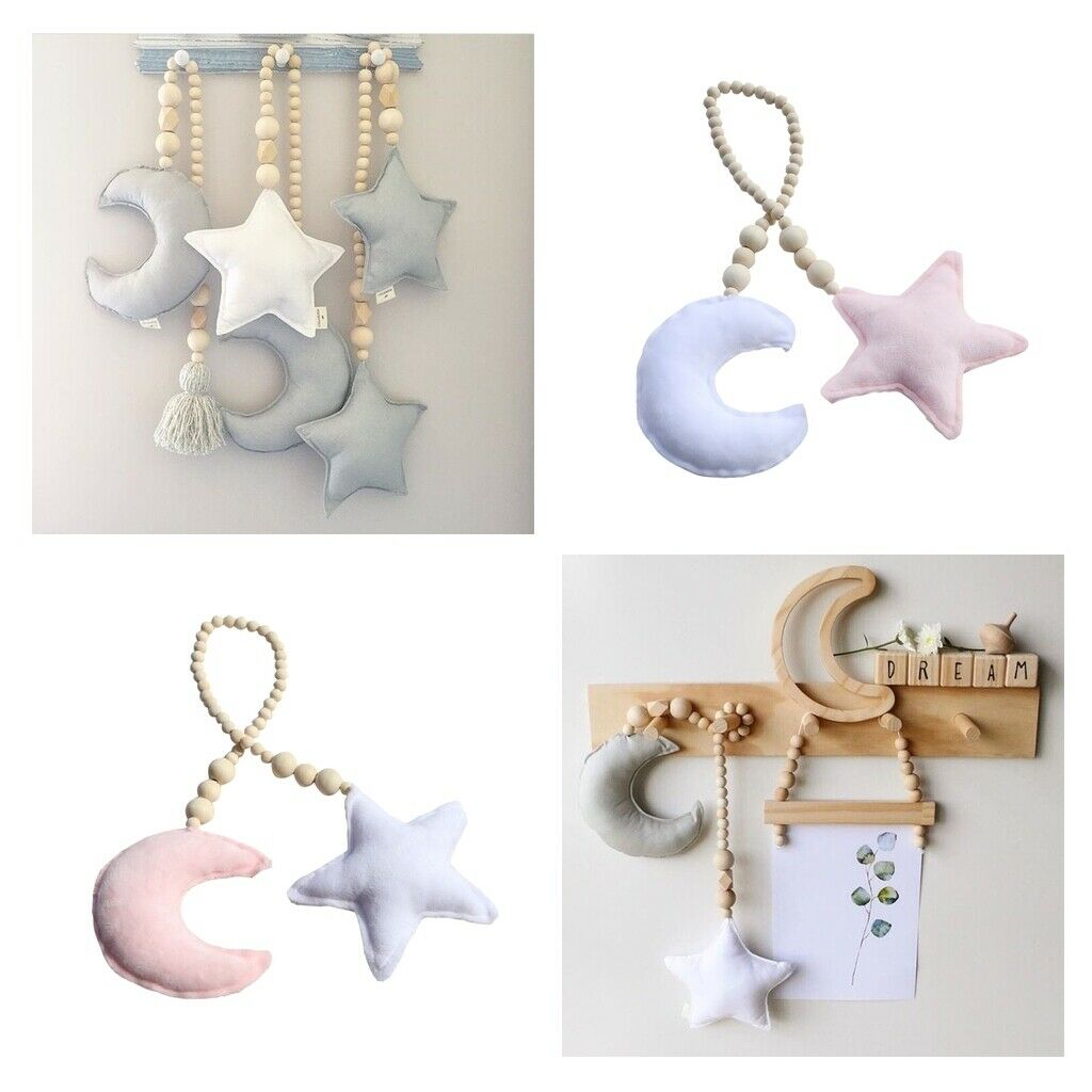 2pcs Curtain Tieback Rope Moon&Star Wall Hanging Handbag Pendant Crafts