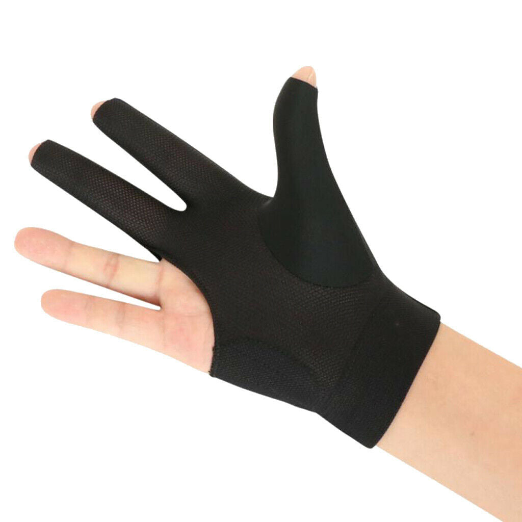 3-Finger Professional Elastic Right Hand Snooker Pool Billiard Glove Black