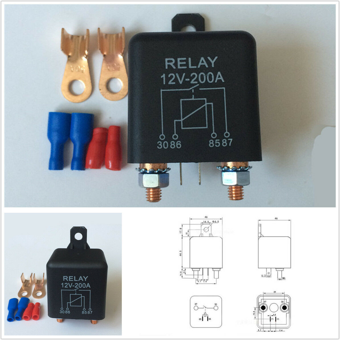 12V 120A Split Charge Relay 2 Pin for Car Automotive Starter Switch +2 Terminals