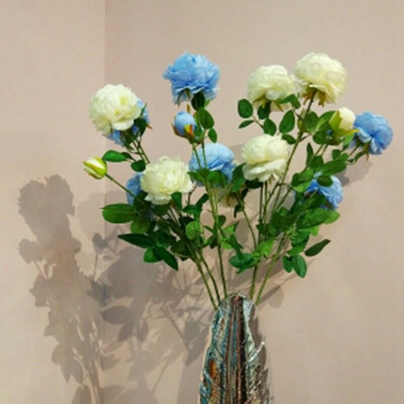 3 Heads Artificial Flowers Peony Bouquet Silk Flowers Bridal Bouquet Fall ViviO4