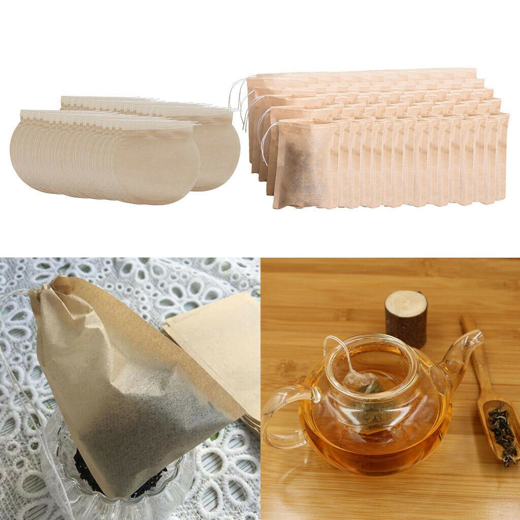 400pc Natural Empty Teabags String Heat Seal Filter Paper Herbs Infuser Bag