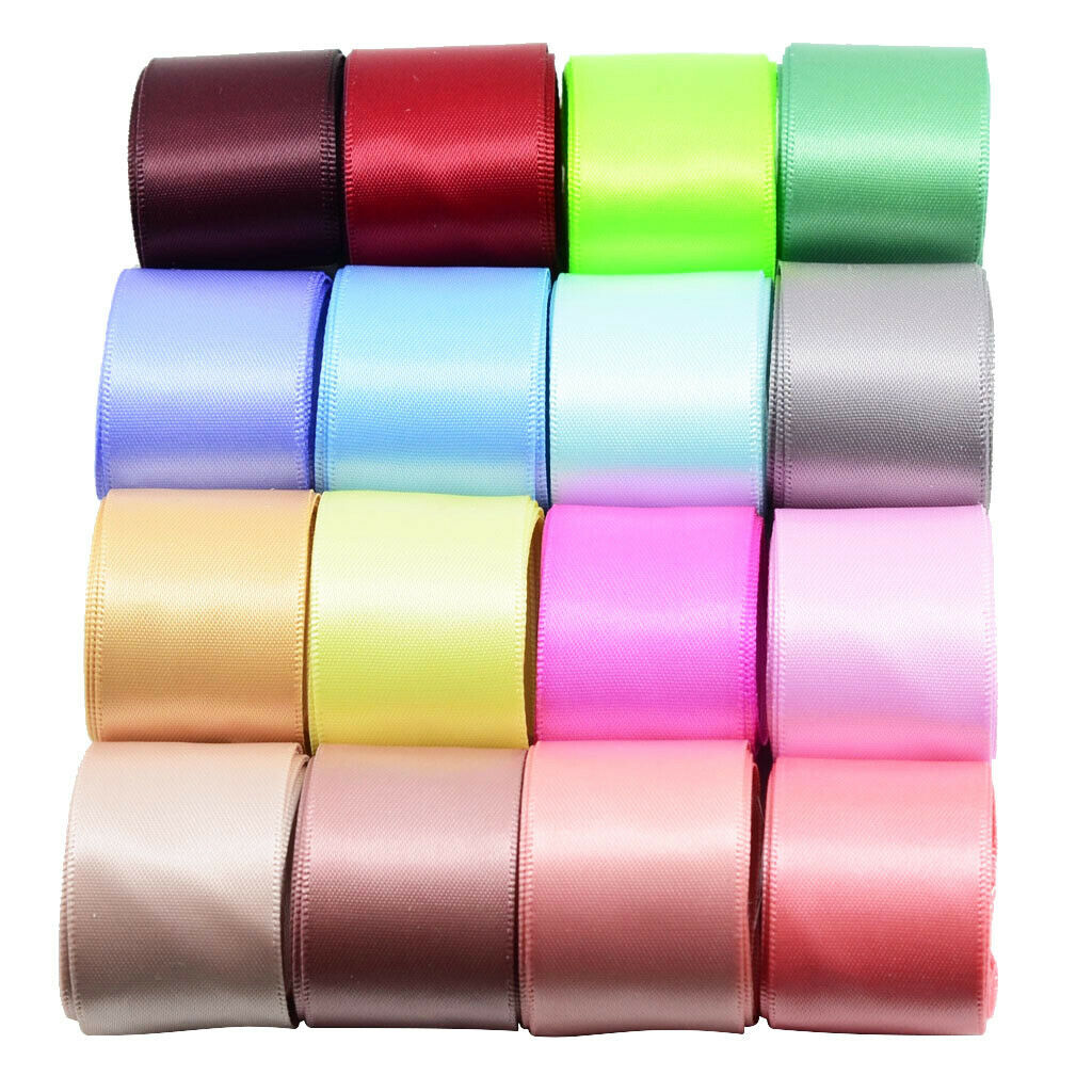 16pcs 1 Yard Double Sided Satin Ribbons for DIY Hair Bow Decoration 40mm
