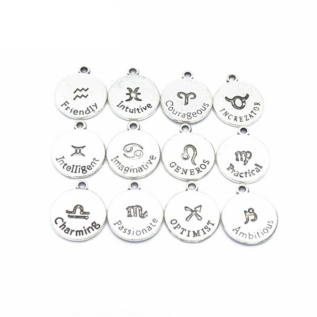 Wholesale 24 delicate 12 zodiac Charm Pendant beaded Jewelry Findings Crafts
